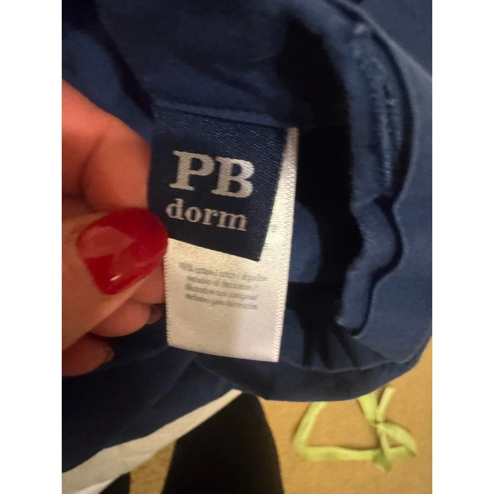 Pottery Barn PB Dorm Full/Queen Navy Football Field Duvet Cover Sports
